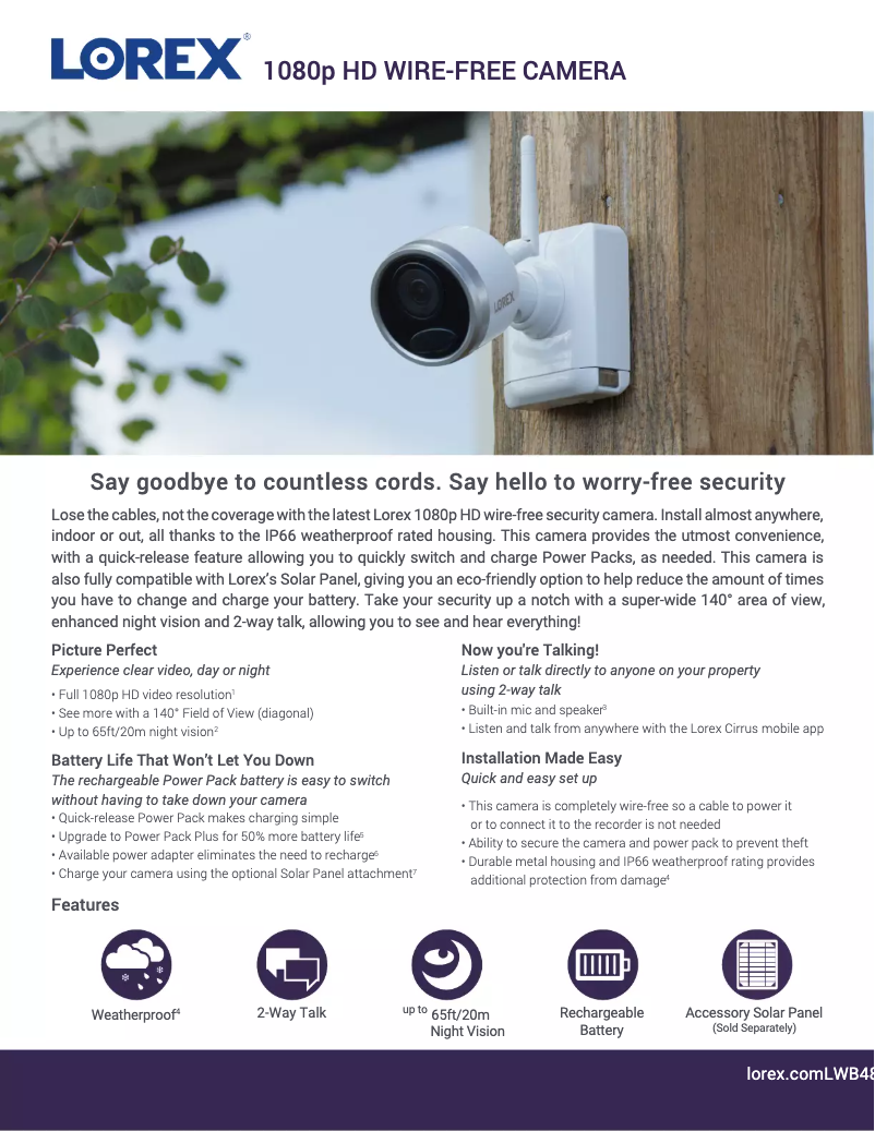 Página 1 del manual Ficha técnica Lorex LWB4850-C2