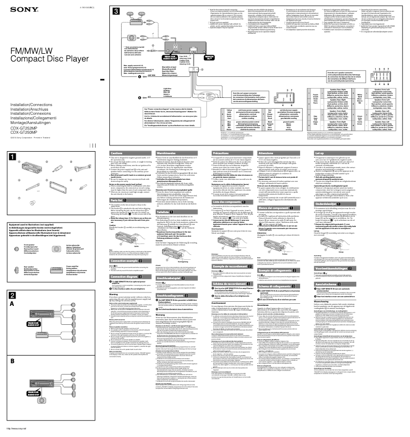 Page 1 de la notice Guide d'installation Sony CDX-GT252MP