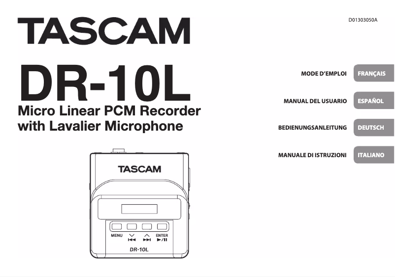 Page n°1 - Manuel utilisateur Tascam DR-10L