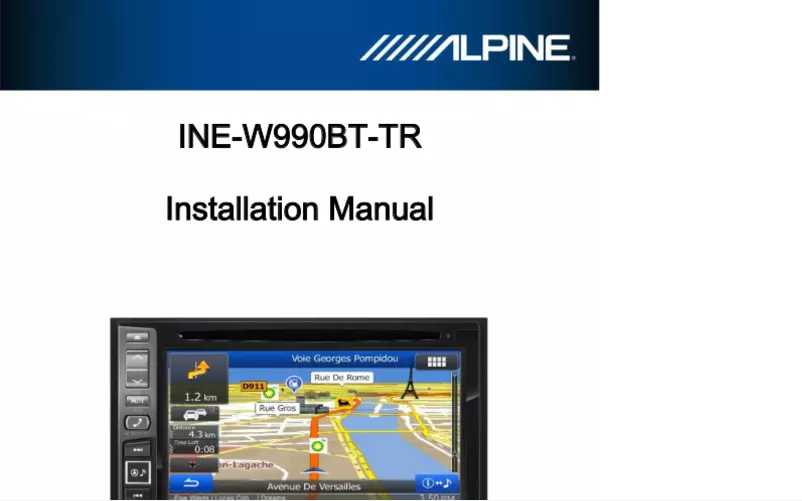Page 1 de la notice Guide d'installation Alpine INE-W990BT-TR