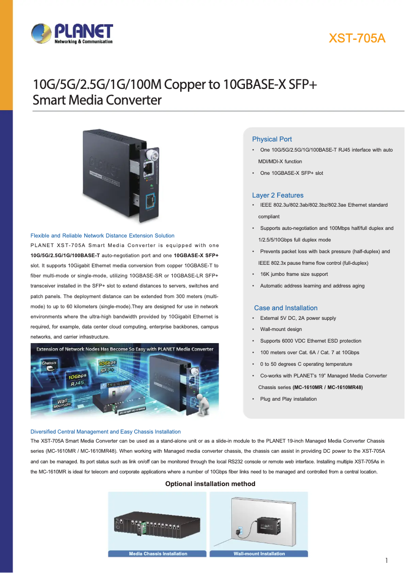 Page 1 de la notice Fiche technique Planet XST-705A