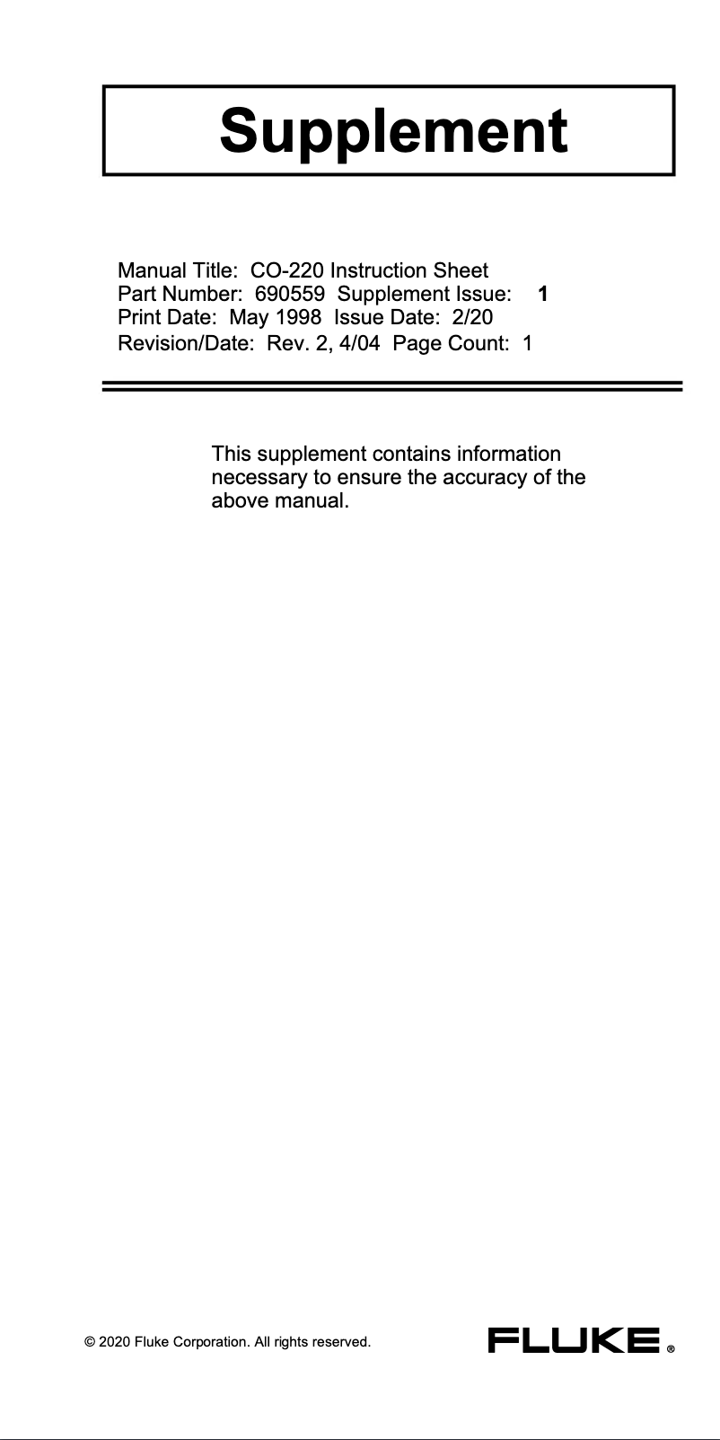 Image de la première page du manuel de l'appareil CO-220