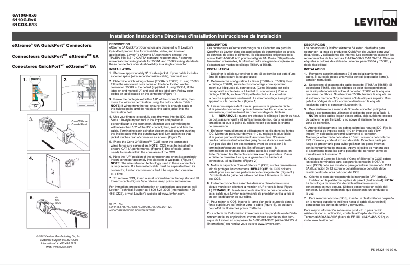 Page 1 de la notice Manuel utilisateur Leviton 6110G-RL6