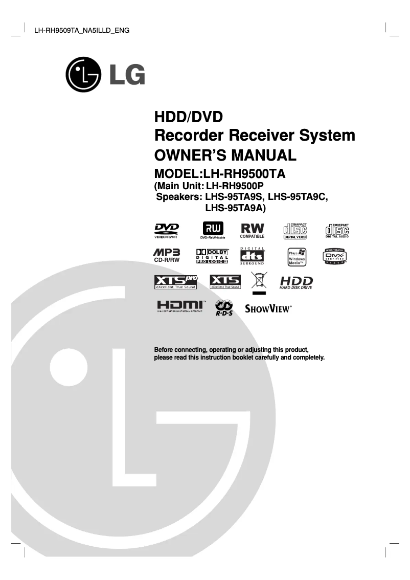 Image de la première page du manuel de l'appareil LH-RH9500TA