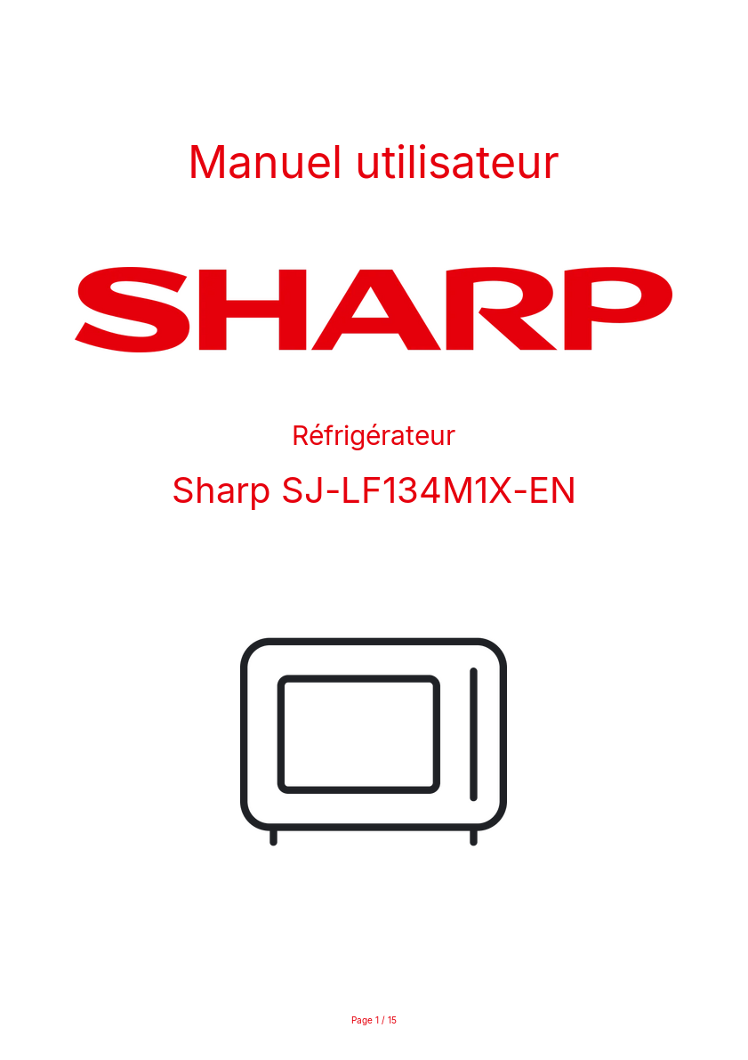 Page n°1 - Manuel utilisateur Sharp SJ-LF134M1X-EN