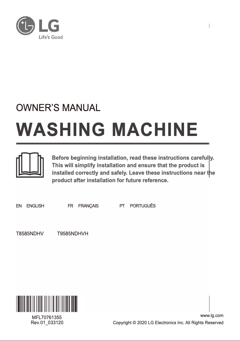 Page n°1 - Manuel utilisateur LG T8585NDHV