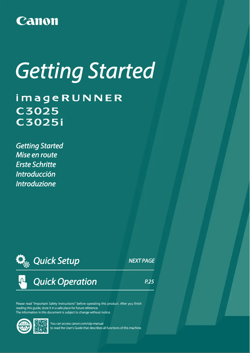Page 1 de la notice Manuel utilisateur Canon imageRUNNER C3025i