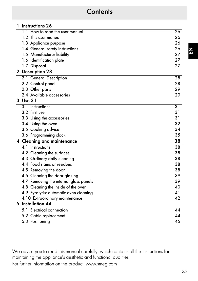 Página 1 del manual Manual de usuario Smeg SFP378X