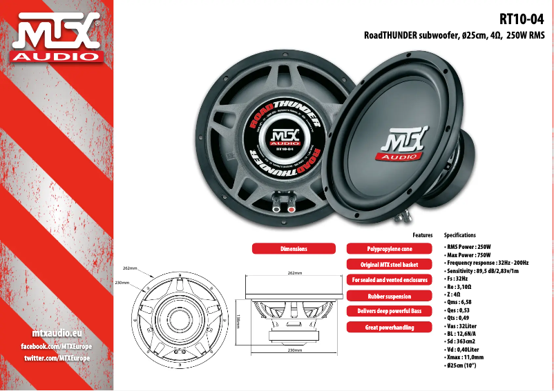Page n°1 - Fiche technique MTX Audio RT10-04