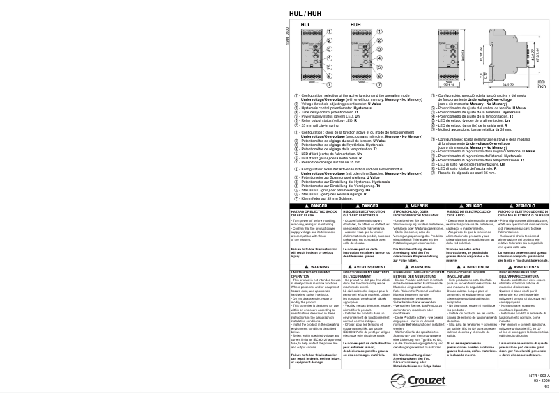 Page 1 de la notice Manuel utilisateur Crouzet HUL