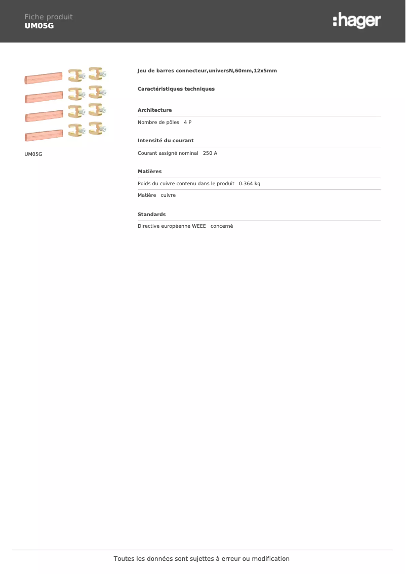 Page n°1 - Manuel utilisateur Hager UM05G