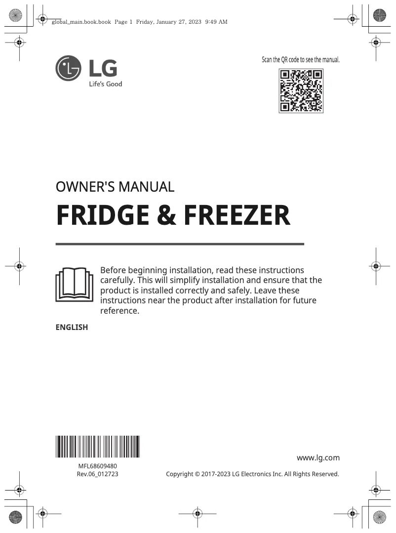 Page 1 de la notice Manuel utilisateur LG GC-F582HLHU