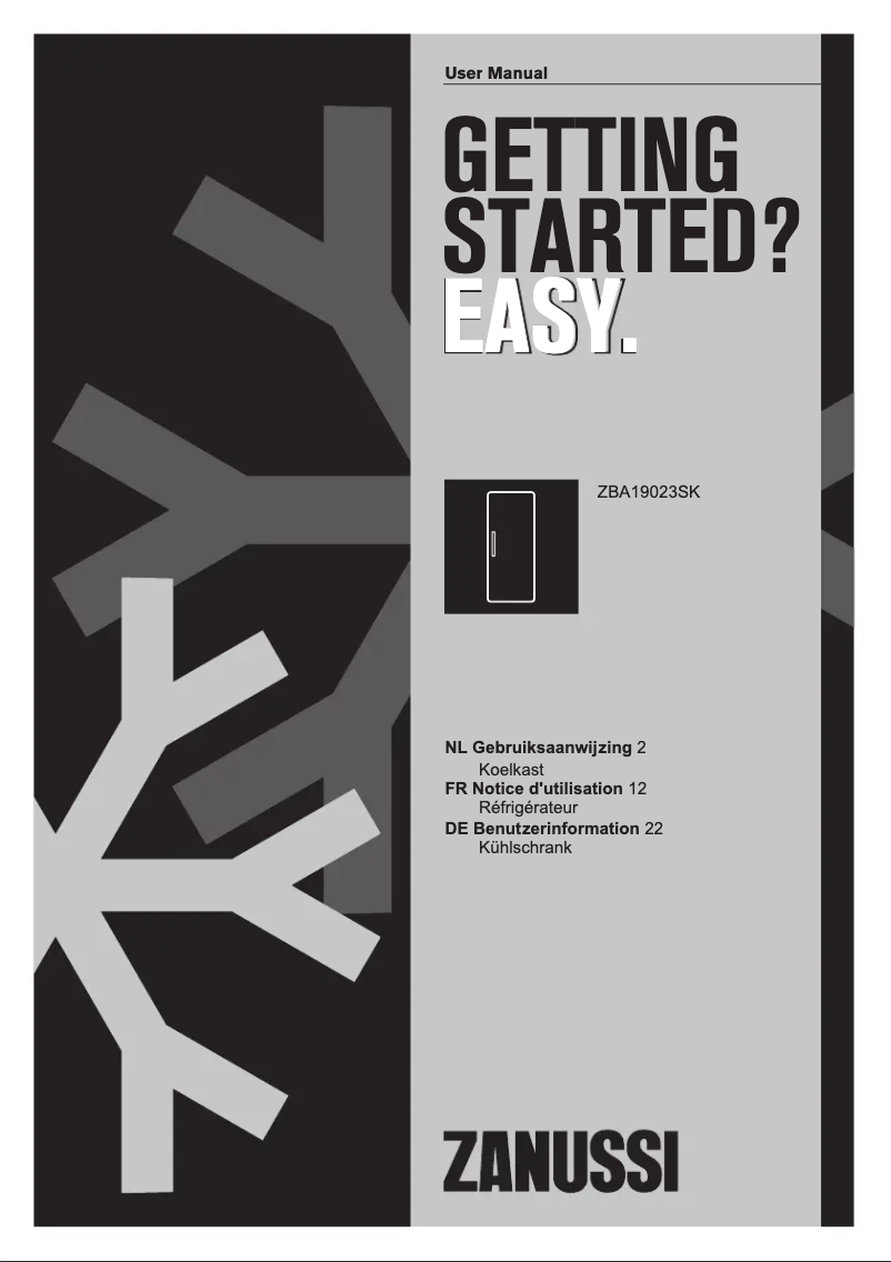 Page n°1 - Manuel utilisateur Zanussi ZBA19023SK