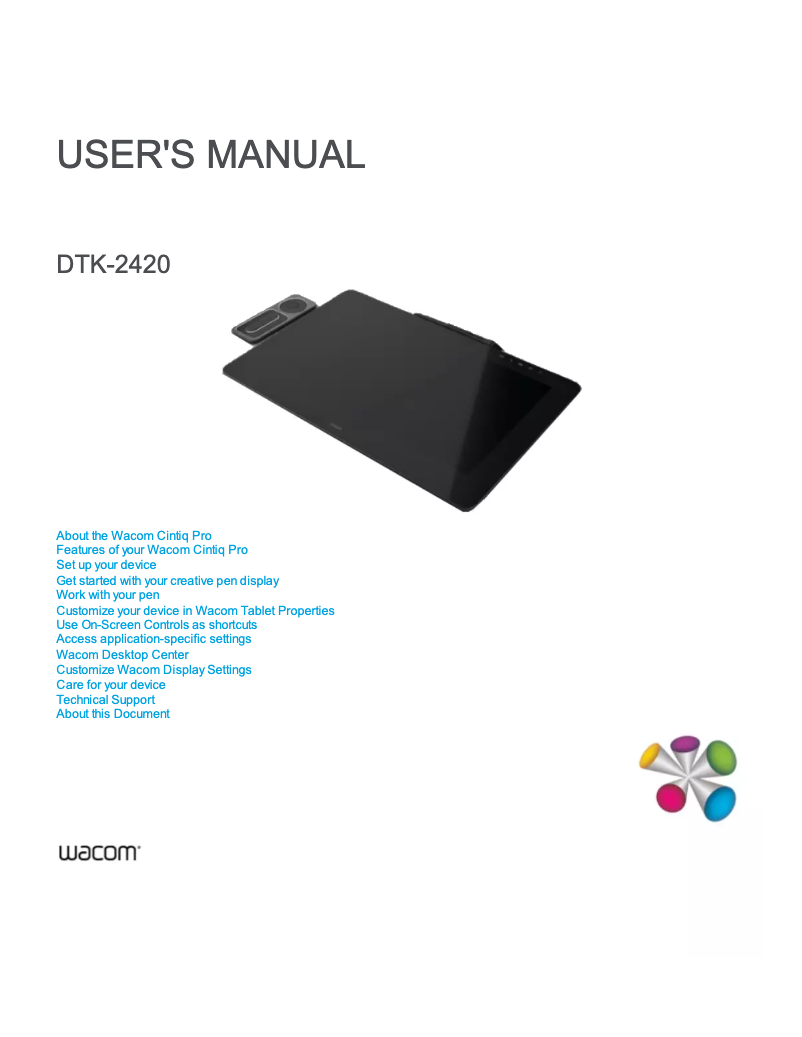 Imagen de la primera página del manual del dispositivo Cintiq Pro 24 Pen