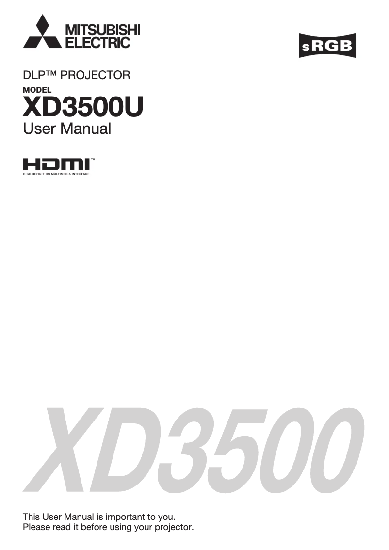 Image de la première page du manuel de l'appareil XD3500U