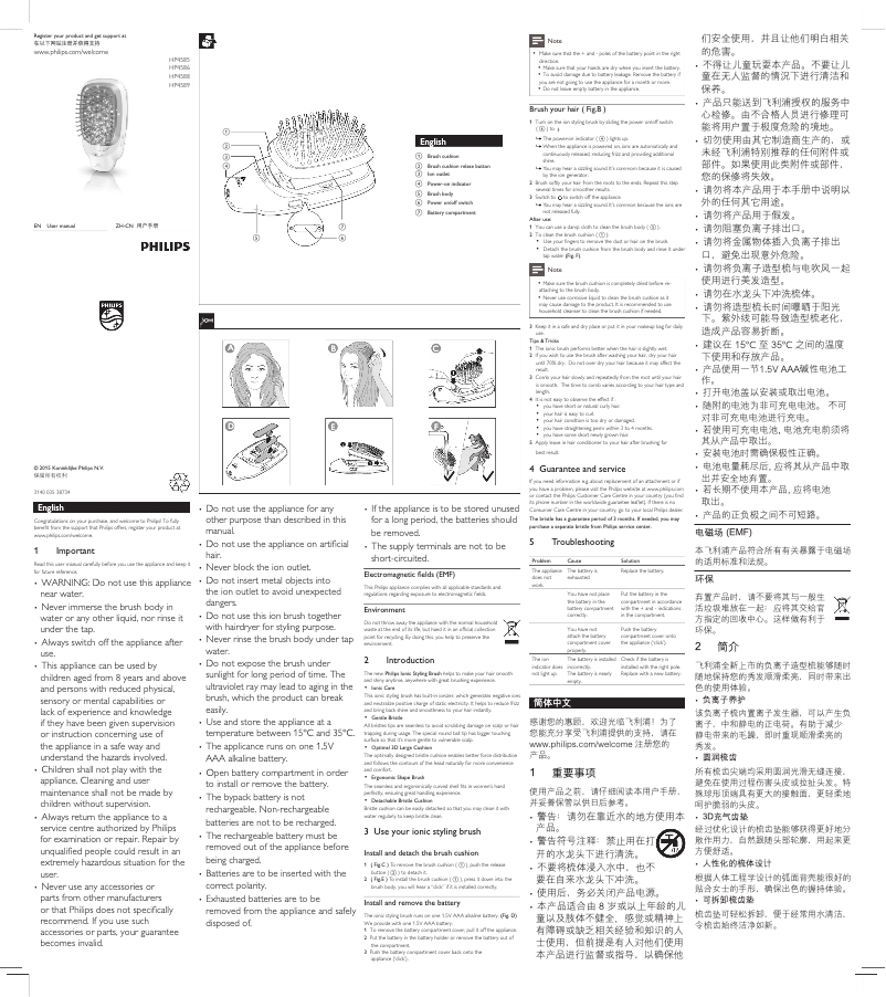 Page n°1 - Manuel utilisateur Philips EasyShine HP4588