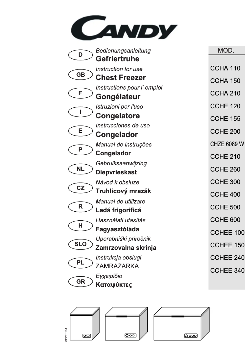 Page 1 de la notice Manuel utilisateur Candy CCHE 200