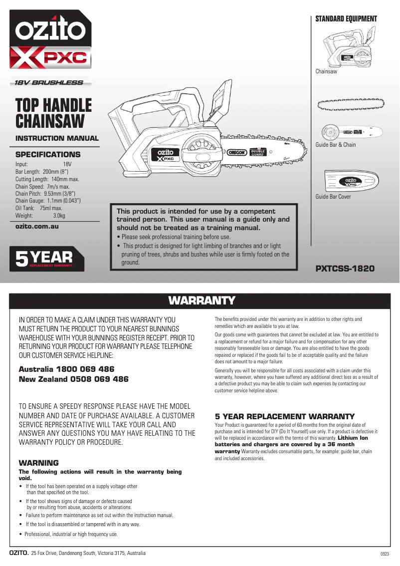 Image de la première page du manuel de l'appareil PXTCSK-2520