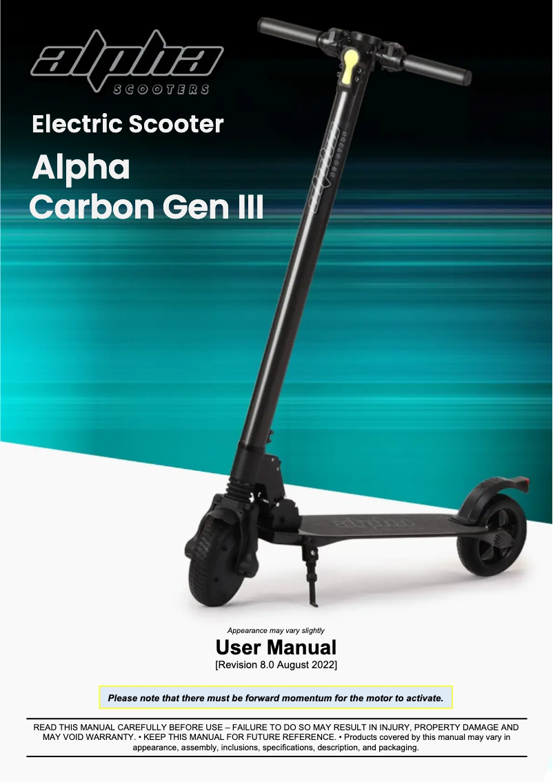 Image de la première page du manuel de l'appareil Carbon