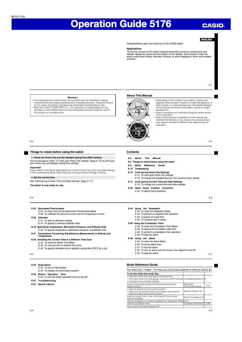 Page n°1 - Manuel utilisateur Casio SGW400HD-1BV