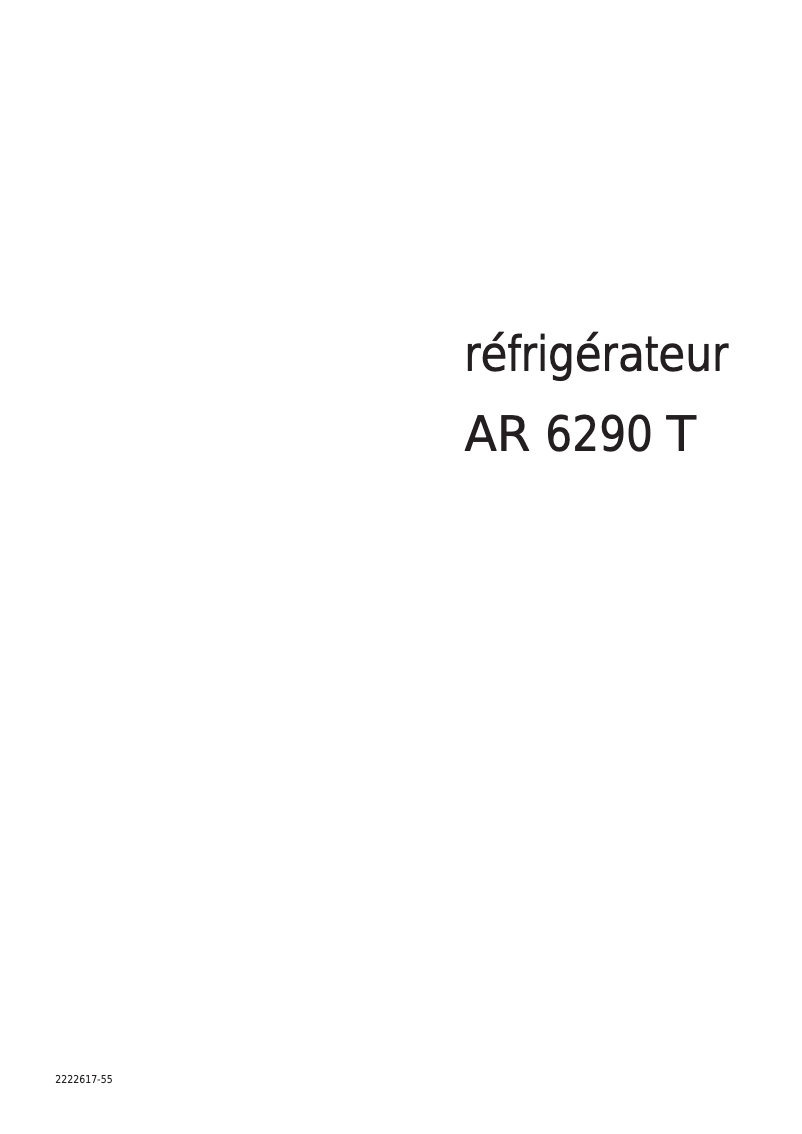 Page n°1 - Manuel utilisateur Arthur Martin-Electrolux AR6290T
