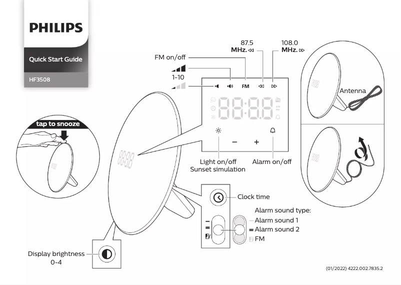 Page 1 de la notice Manuel utilisateur Philips Wake-up Light HF3508