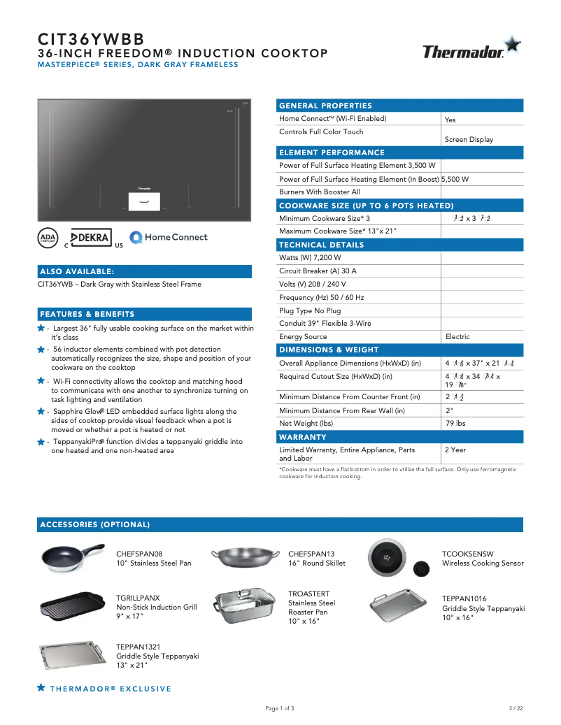 Image de la première page du manuel de l'appareil CIT36YWBB