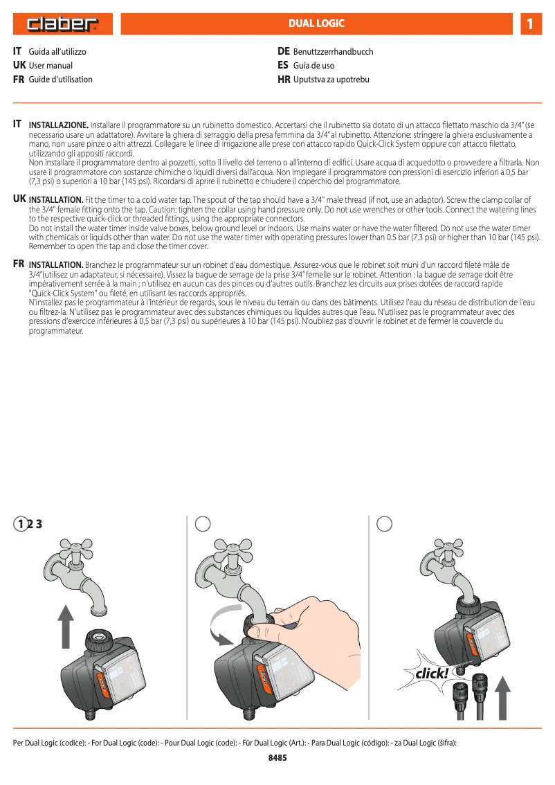 Page n°1 - Manuel utilisateur Claber Dual Logic 8486