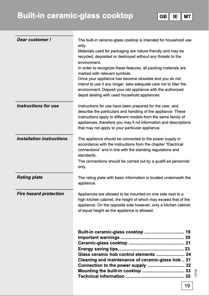 Page n°1 - Manuel utilisateur Gorenje ECT 780 E