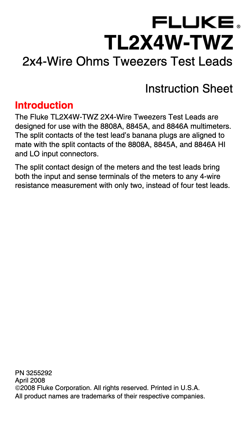 Image de la première page du manuel de l'appareil 8808A