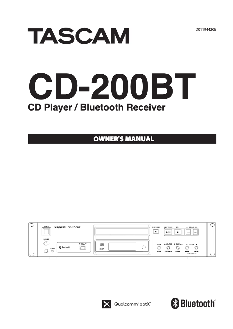 Page n°1 - Manuel utilisateur Tascam CD-200BT