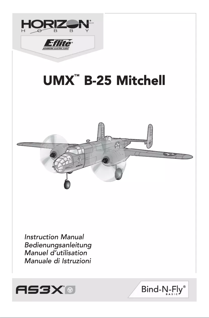 Page n°1 - Manuel utilisateur E-flite UMX B-25 BNF Basic