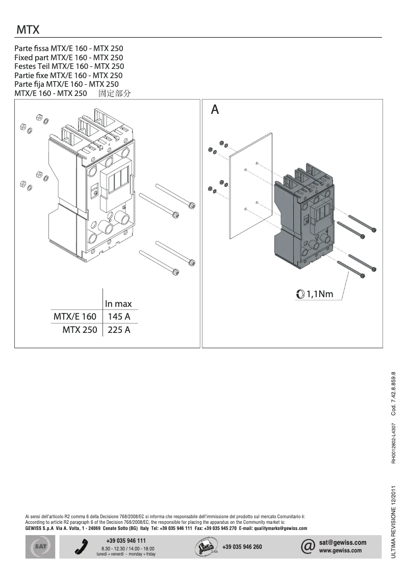 Page 1 de la notice Manuel utilisateur Gewiss GWD8003