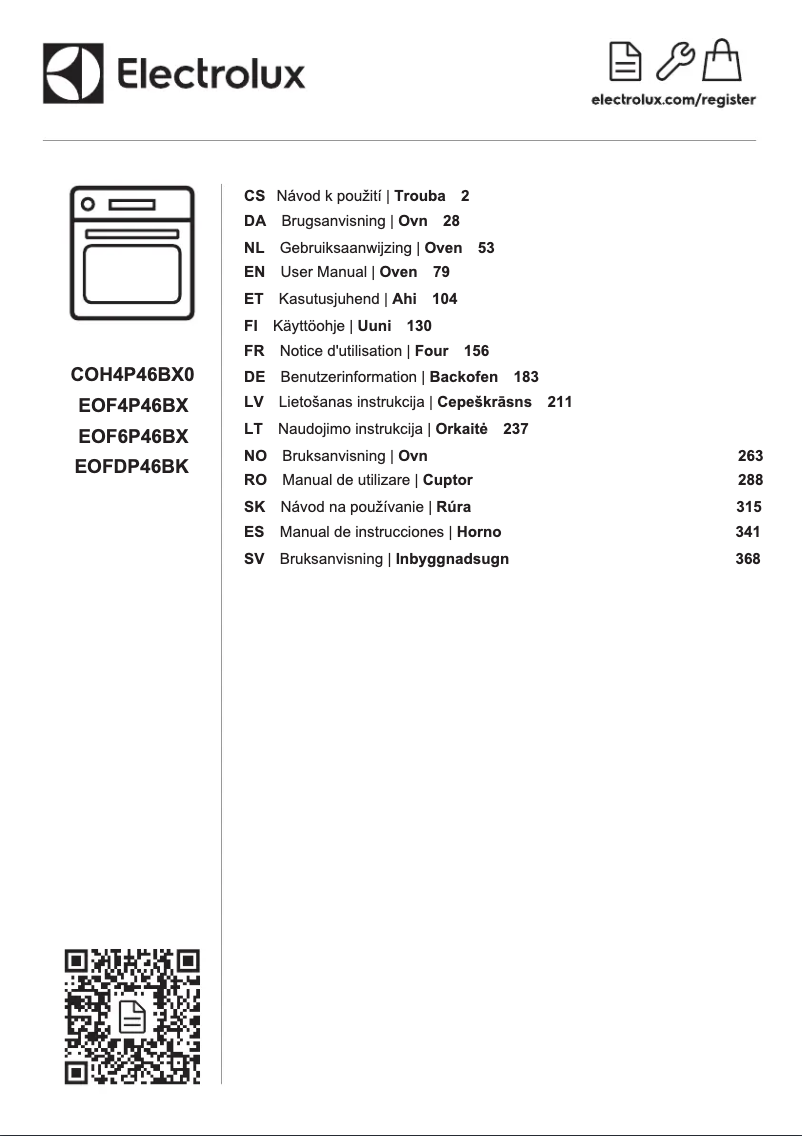 Page 1 de la notice Manuel utilisateur Electrolux EOF6P46BX