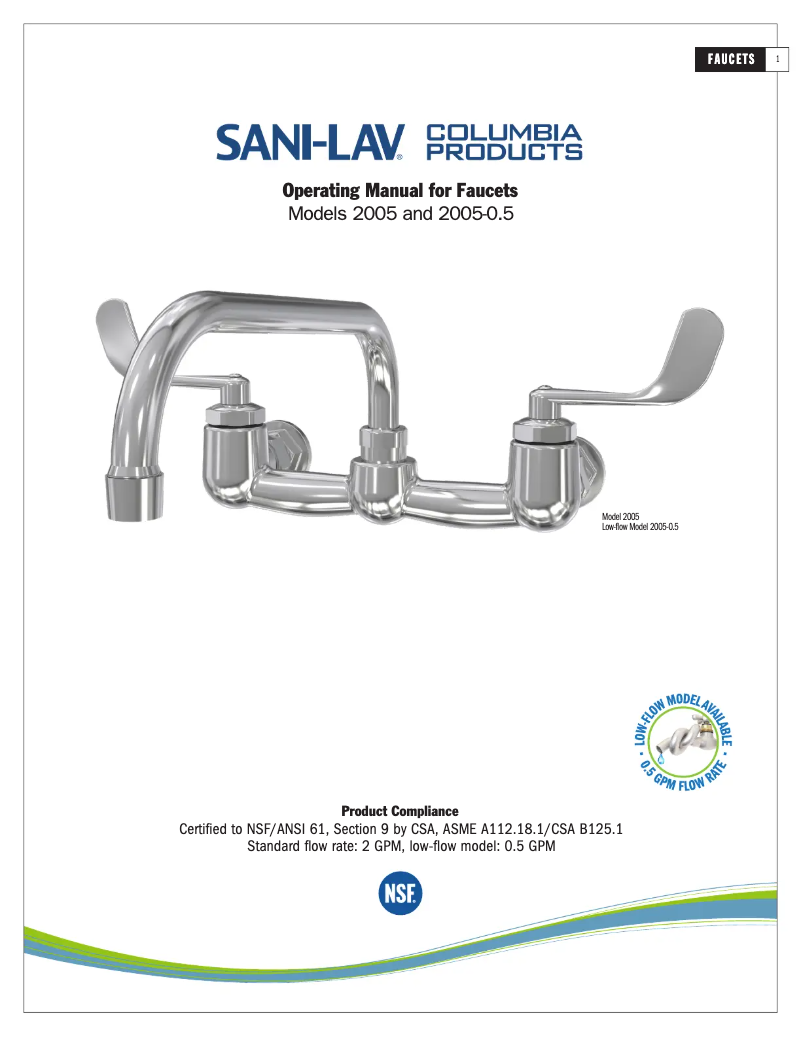 Page 1 de la notice Manuel utilisateur Sani-Lav 2005-0.5