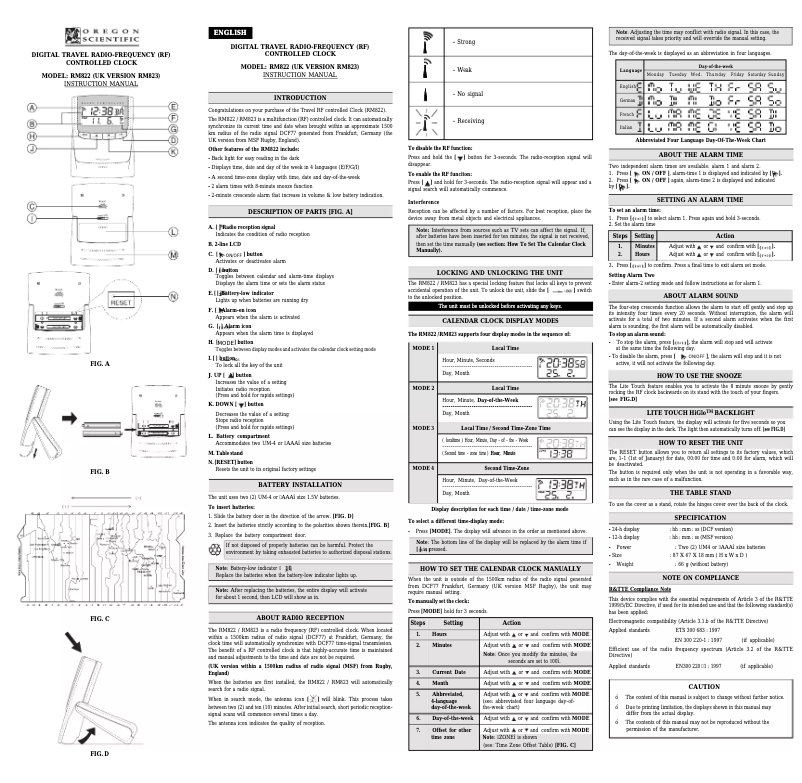 Image de la première page du manuel de l'appareil RM822