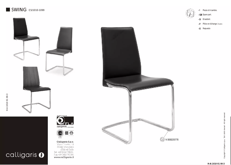 Page 1 de la notice Manuel utilisateur Calligaris .com SWING