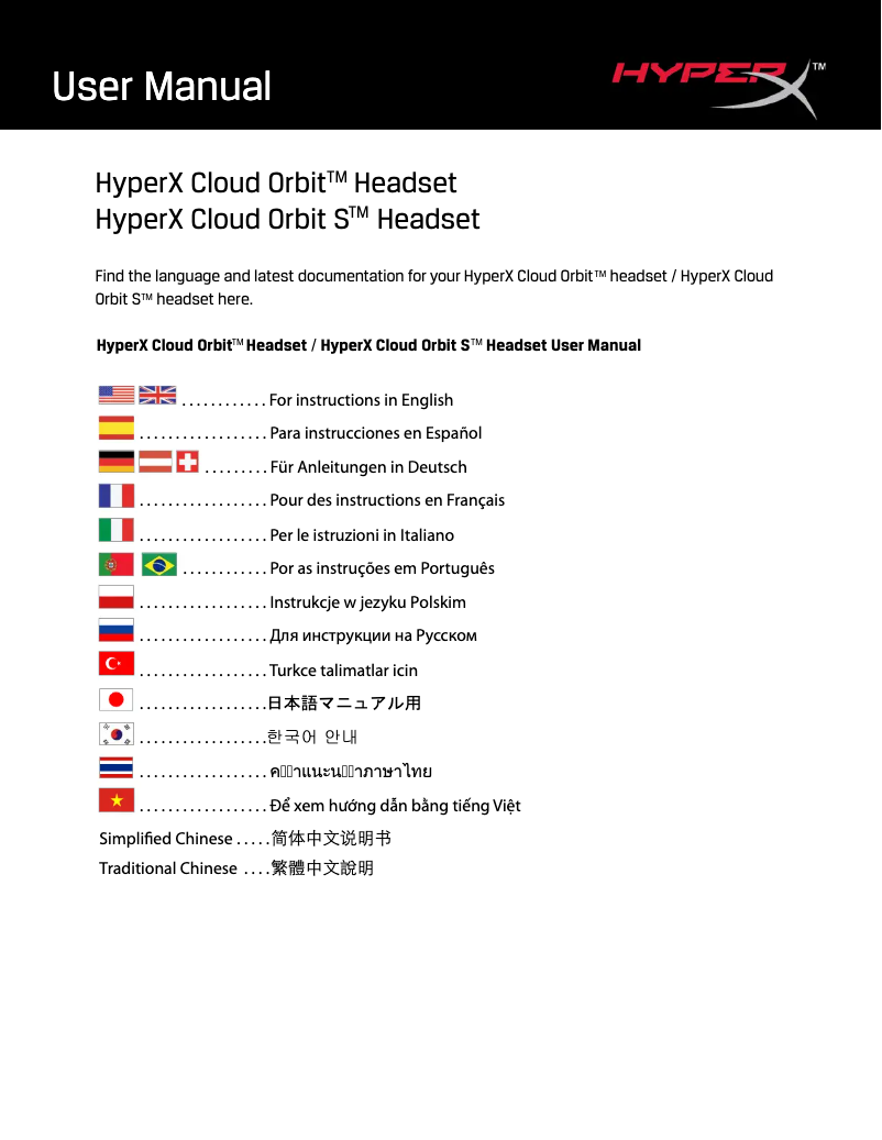 Page n°1 - Manuel utilisateur HyperX Cloud Orbit S