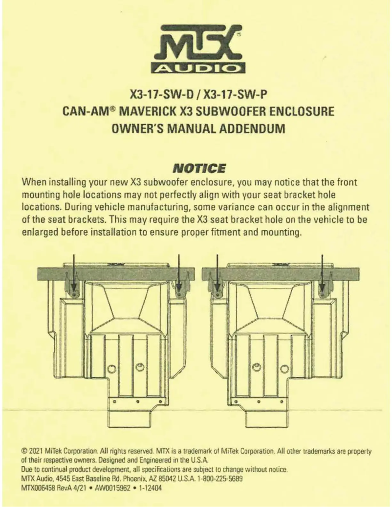 Page 1 de la notice Manuel utilisateur MTX Audio X3-17-SW-D