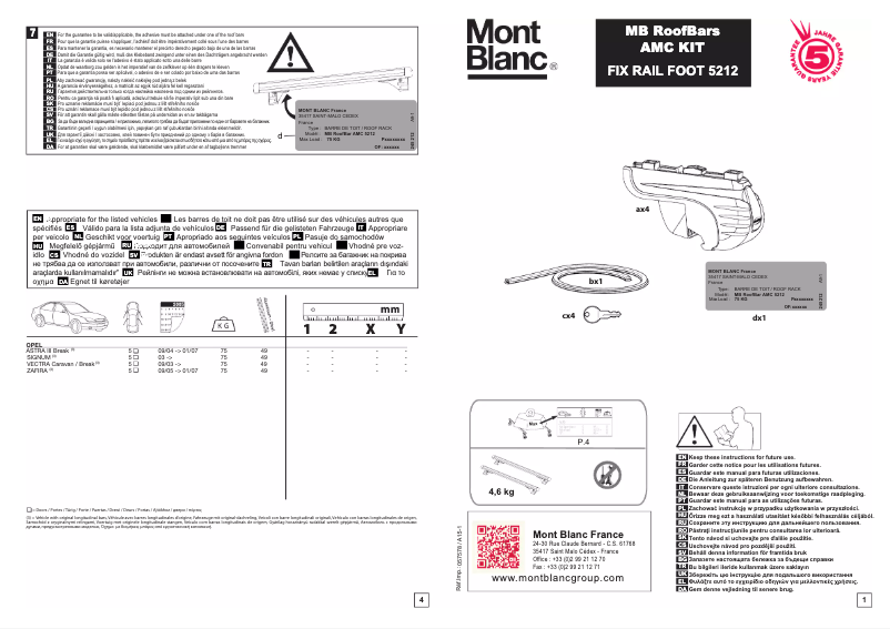 Page 1 de la notice Manuel utilisateur Mont Blanc AMC 5212