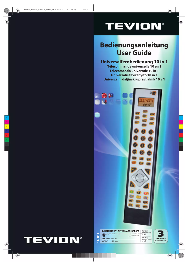 Page 1 de la notice Manuel utilisateur Tevion UFB 314