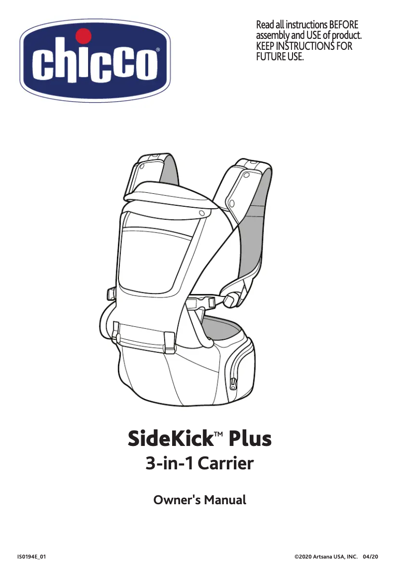 Página 1 del manual Manual de usuario Chicco SideKick Plus