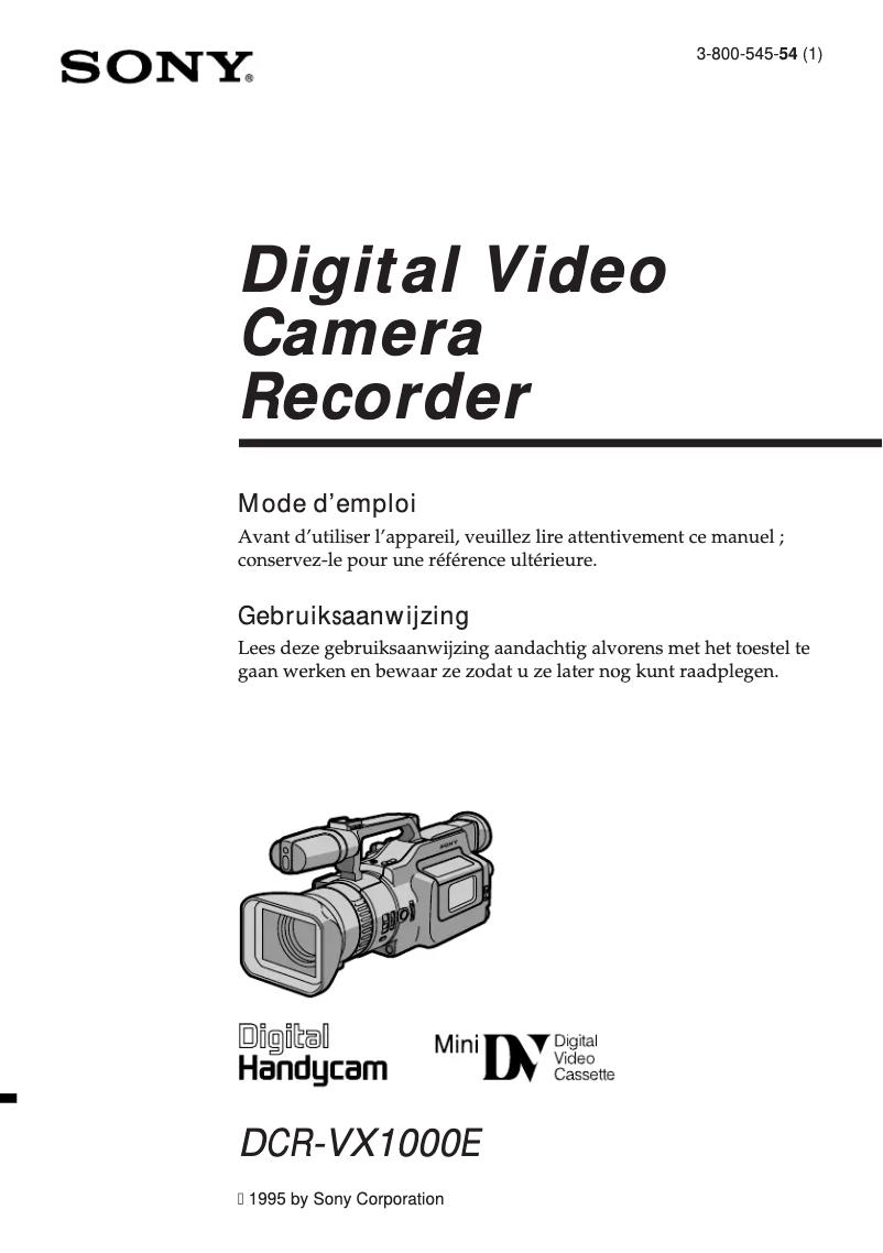 Image de la première page du manuel de l'appareil DCR-VX1000E