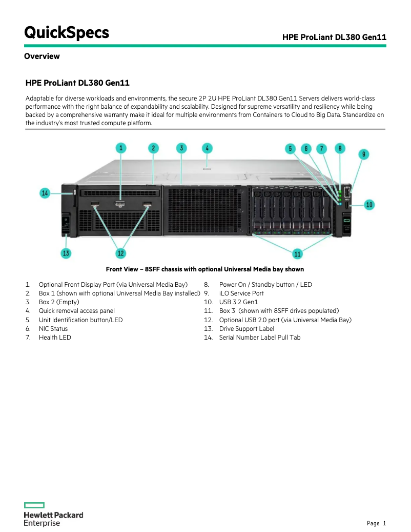 Page n°1 - Manuel utilisateur HP ProLiant DL380 Gen11