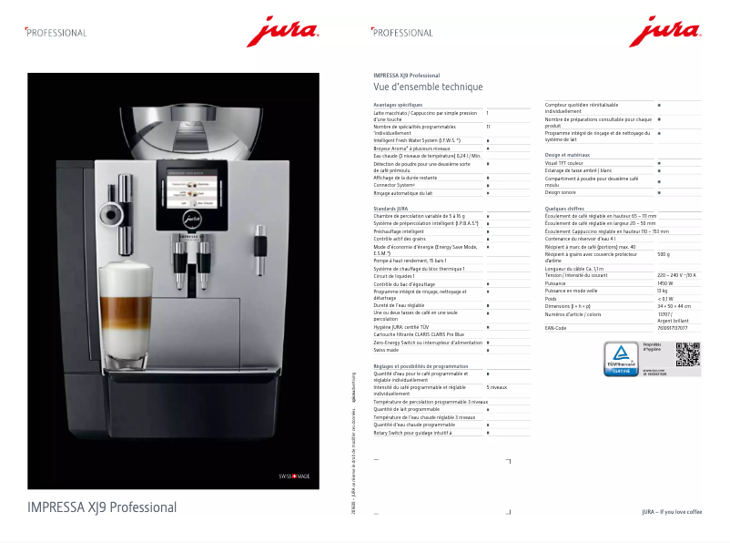 Image de la première page du manuel de l'appareil IMPRESSA XJ9 Professional