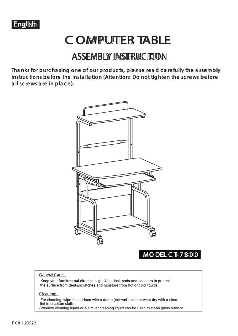 Image de la première page du manuel de l'appareil ICA-TB 7800BK