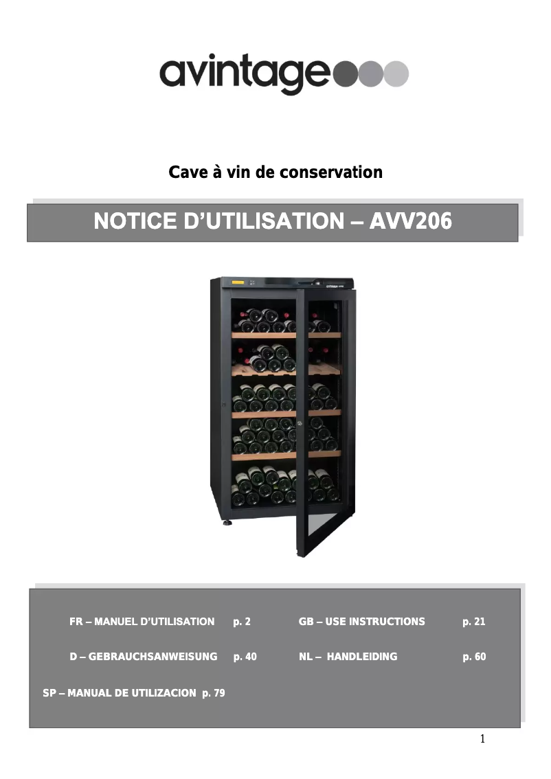 Página 1 del manual Manual de usuario Avintage AVV206