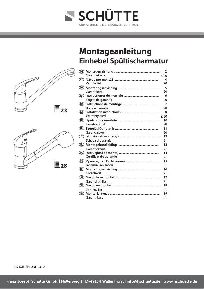 Page n°1 - Manuel utilisateur Schütte Atlanta