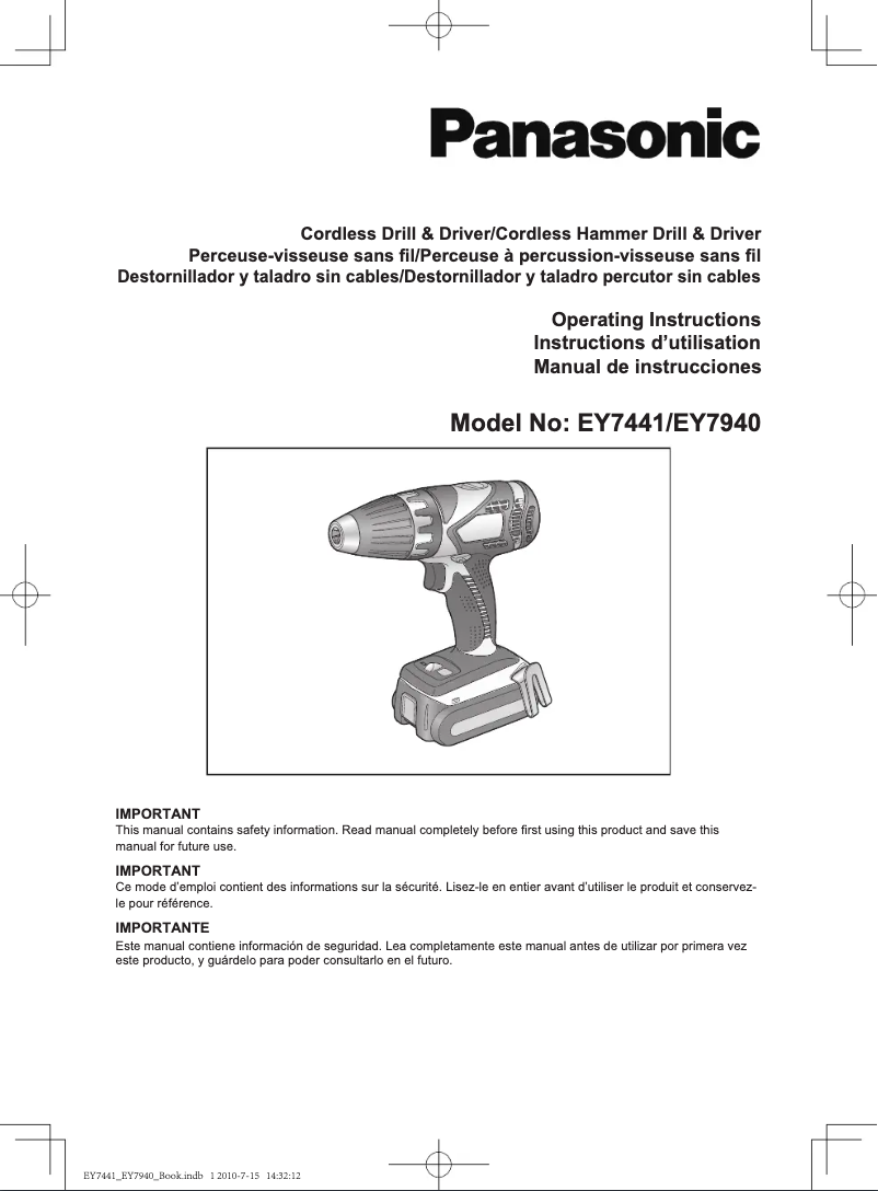 Image de la première page du manuel de l'appareil EY7940LR2S