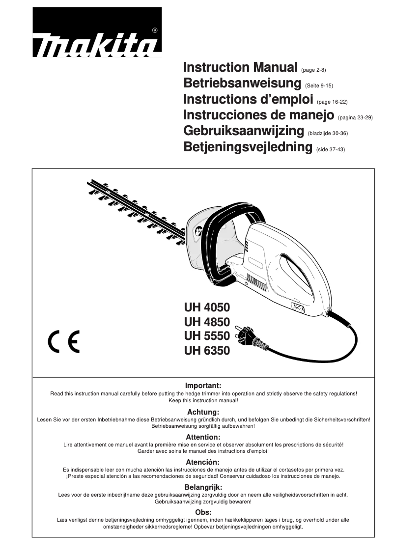 Image de la première page du manuel de l'appareil UH4850